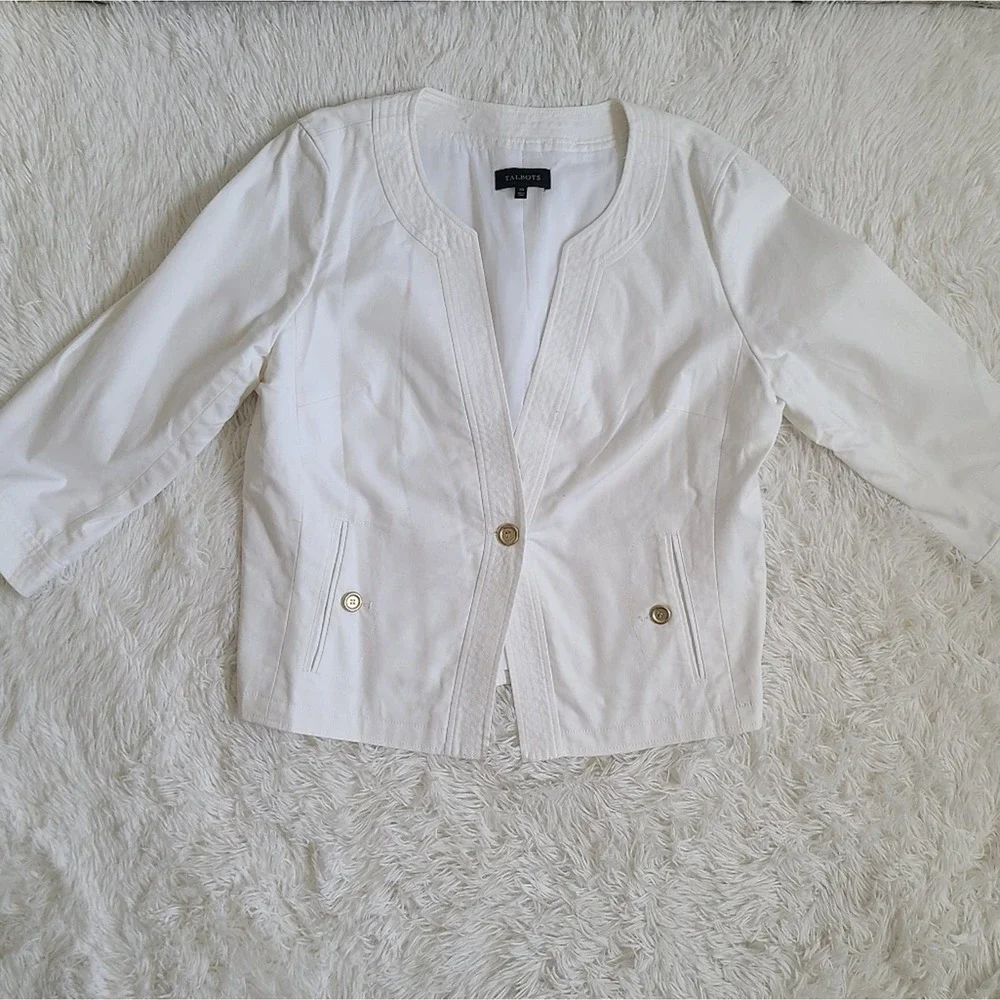Talbots White Gold Button Blazer Size 20 - Picture 10 of 10